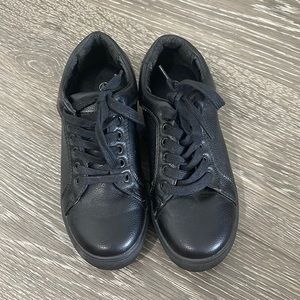 Black Vegan Leather Sneakers